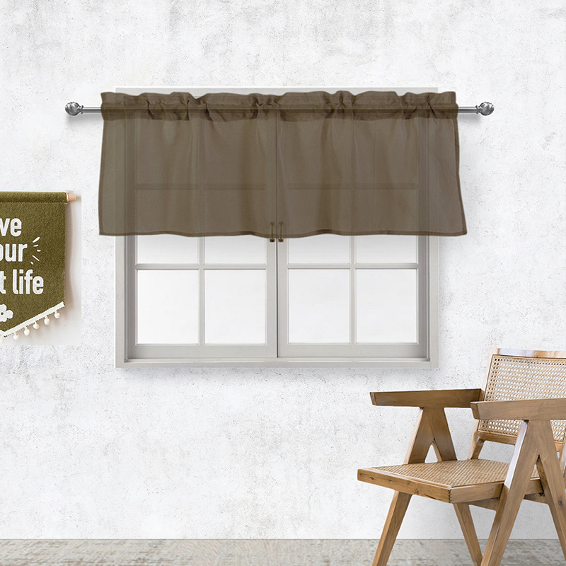 Factory supply solid color hemp yarn curtain rod curtain kitchen curtain curtain foreign trade finished curtain