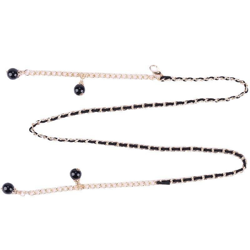 Women's Korean-style Metal Chain Slim Waist Chain Suit Tassel Pearl Pendant Decorative Dress Leather Belt