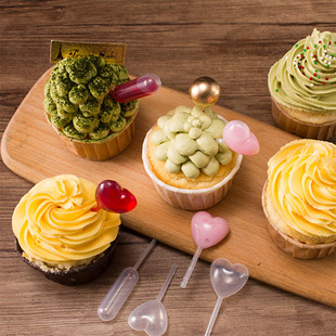 Disposable Baking Cake Jam Straw 4ml Plastic Dropper Disposable Love Heart Flat Jam Syringe