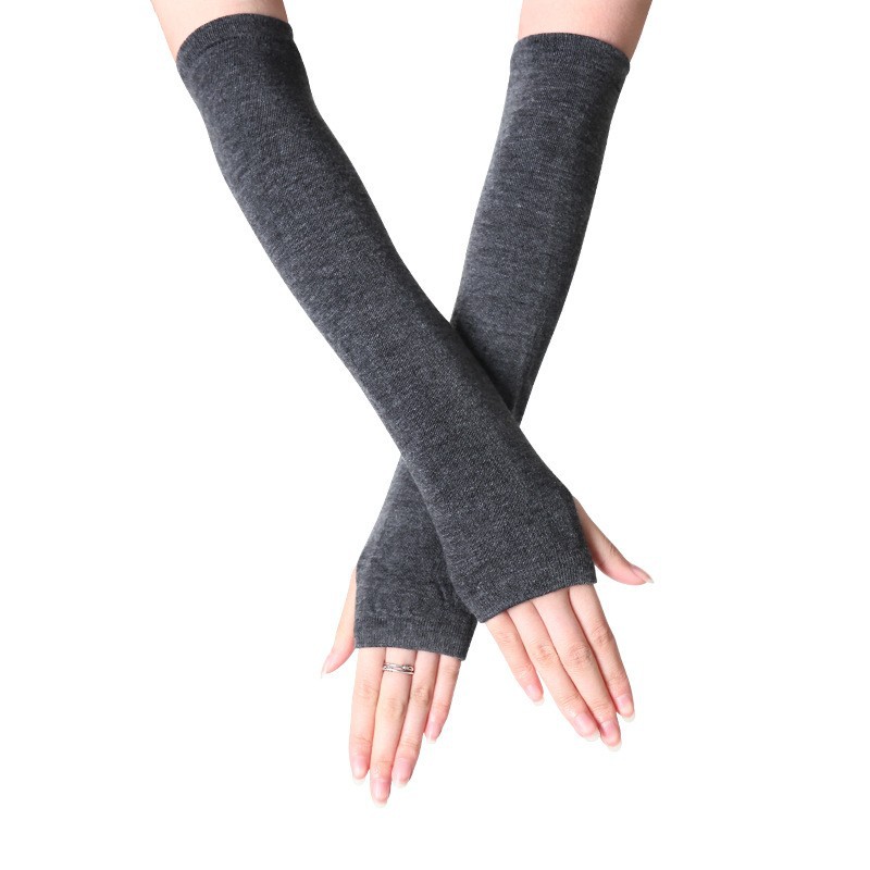 Korean style women's gloves half finger gloves women's winter cute autumn and winter long gloves arm sleeve open finger wool gloves_voghion.com