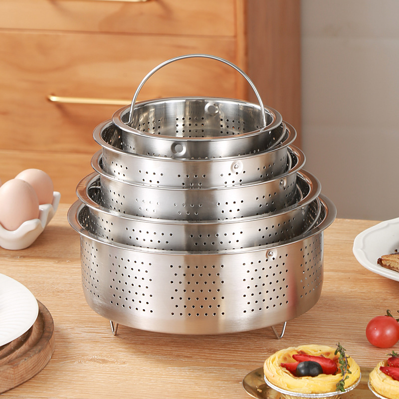 304 Stainless Steel Rice Steamer Household Steaming Lattice Steaming Rack Rice Soup Separated Rice Basket Steaming Rice Steaming Drawer Rice Cooker Steaming Gallbladder