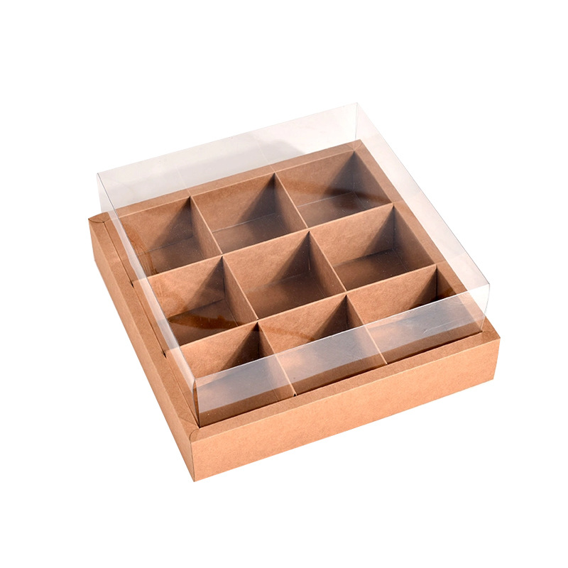 Spring outing camping picnic box disposable net red dessert fruit packaging box cake Jiugongge Kraft paper packing box