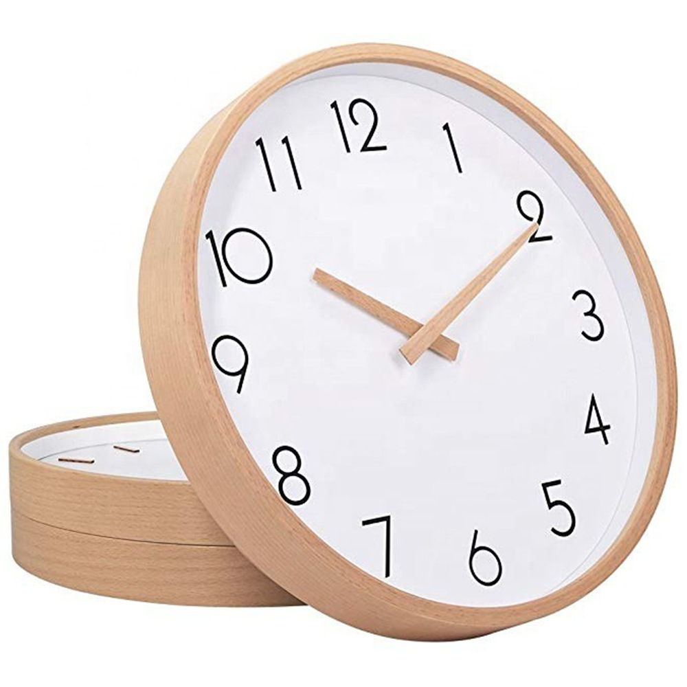 E-Commerce Cross-border Explosions Solid Wood Mute Scanning Simple Design Art Clock Nordic Wooden Clock Wooden Wall Clock