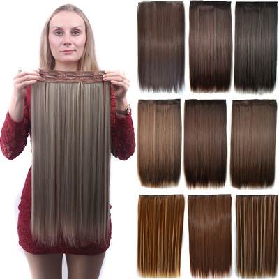 European and American wig piece five card wig piece five clip hair extension piece long straight hair wig piece seamless wig hair extension piece