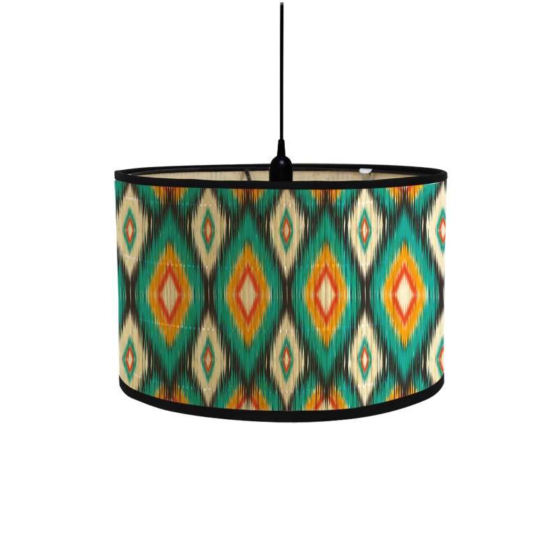 Bamboo products lampshade E27 lamp holder lamp accessories European drum type printed lampshade chandelier floor lamp hood