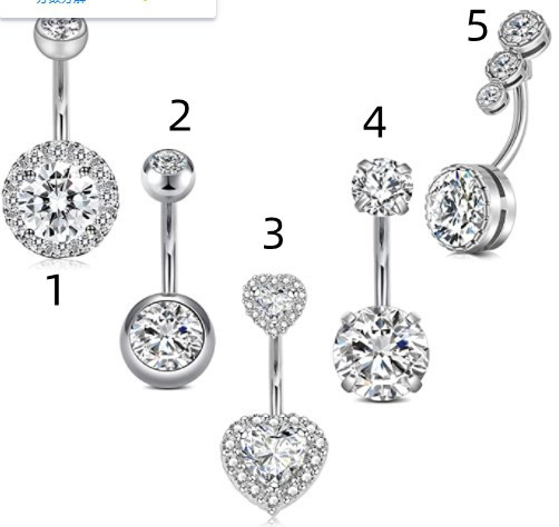 Amazon hot short love belly button ring zircon high-grade umbilical puncture jewelry wholesale
