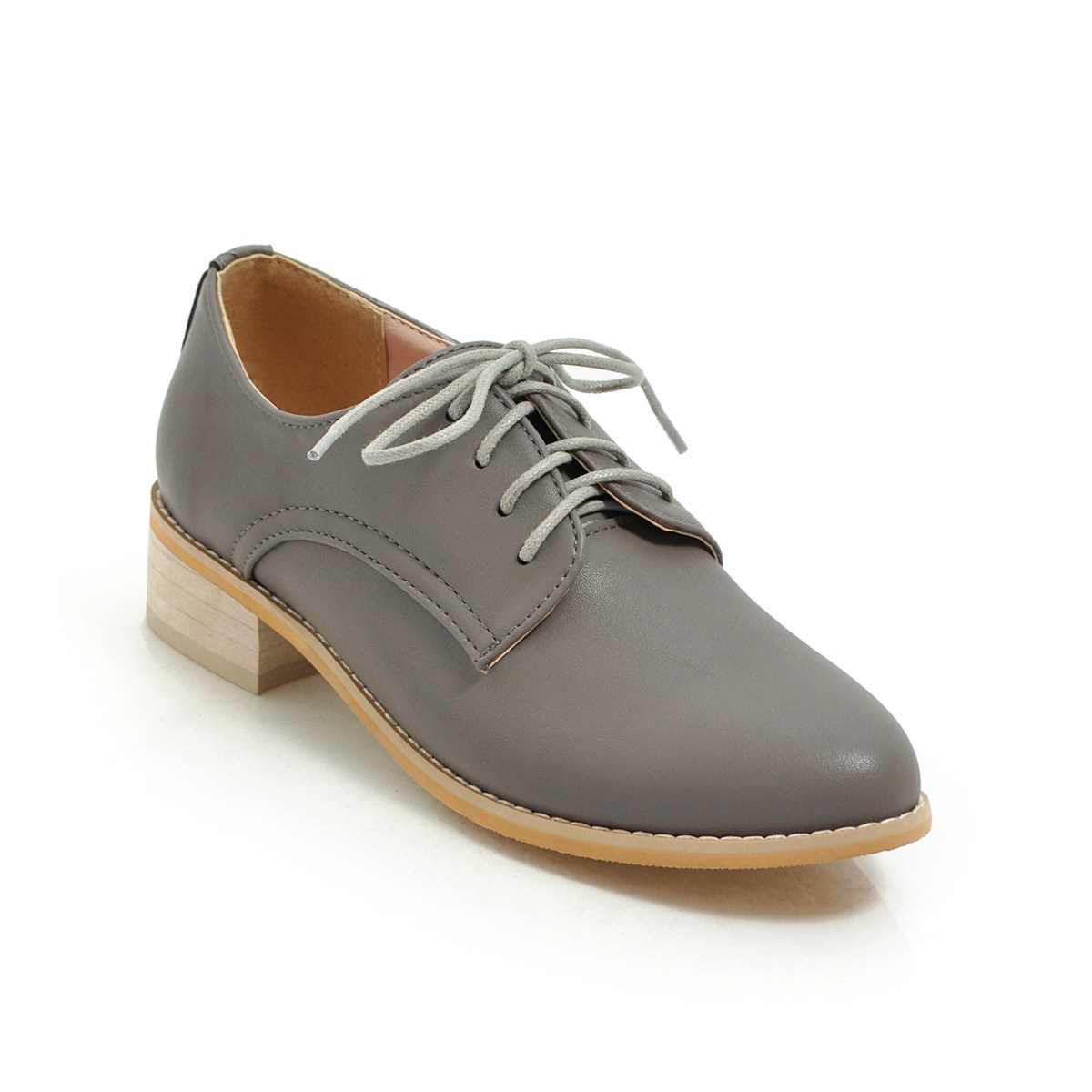 Women's shoes 19 years Spring and Autumn Foreign Trade square heel low heel large size 40-46 lace-up shoes tide