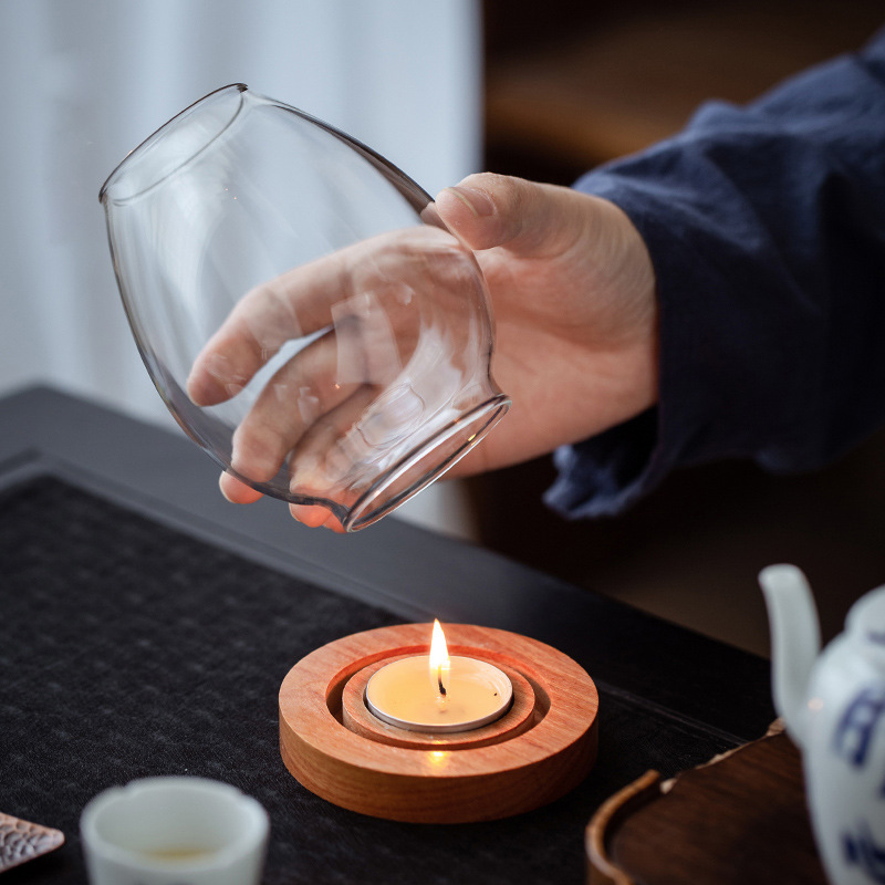 Transparent Glass Candle Holder Chinese Style Ornaments Romantic Candlelight Dinner Zen Style Vintage Household Windproof Candle Cover