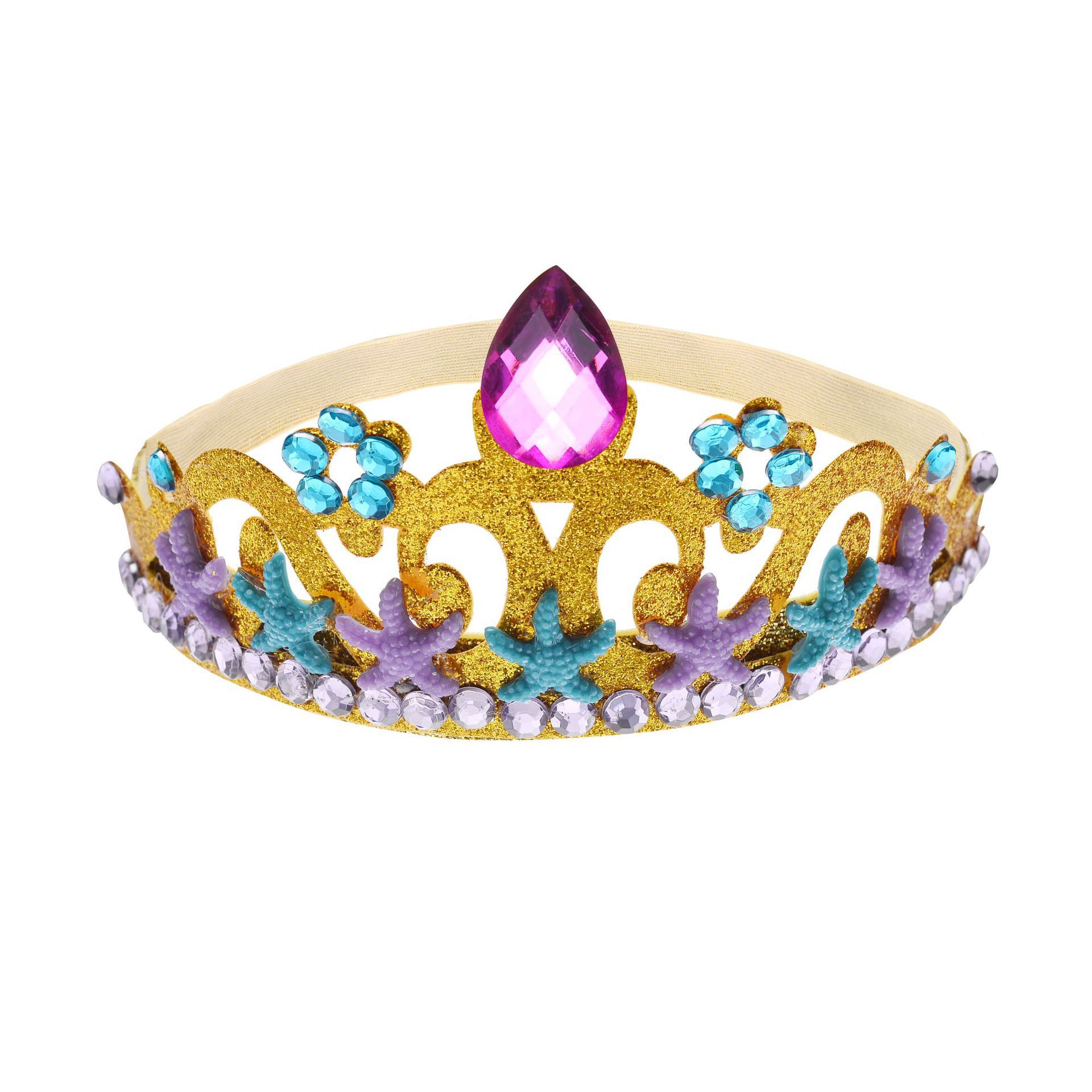 Cross-border Crown Hair Band Korean Headwear Children's Rhinestone Jewelry Princess Crown Five-pointed Star Starfish Mermaid Hairband