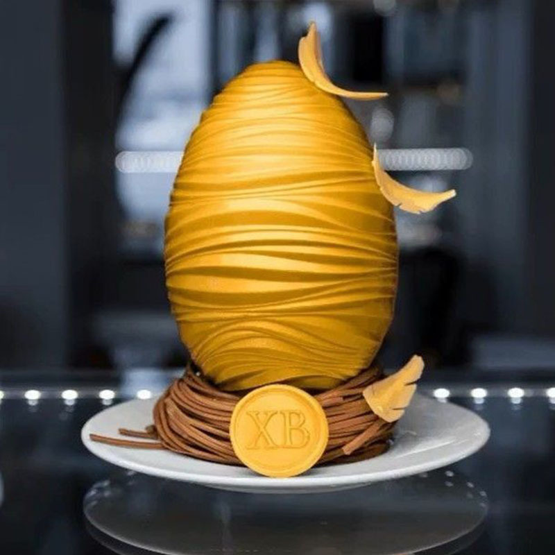 Easter two-piece single semicircle egg mousse cake mold DIY chocolate knock music silicone baking mold