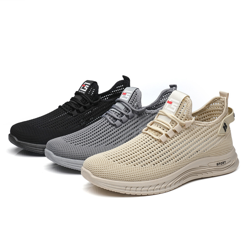 Spring new flying woven casual shoes men's trendy all-match fashionable sneaker lightweight running shoes in stock wholesale