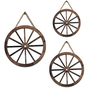Wall Decoration Wall Hanging European and American Home Decoration Retro Wooden Horse Wheel Pendant Western Wooden Four-wheel Vehicle Wall Decoration
