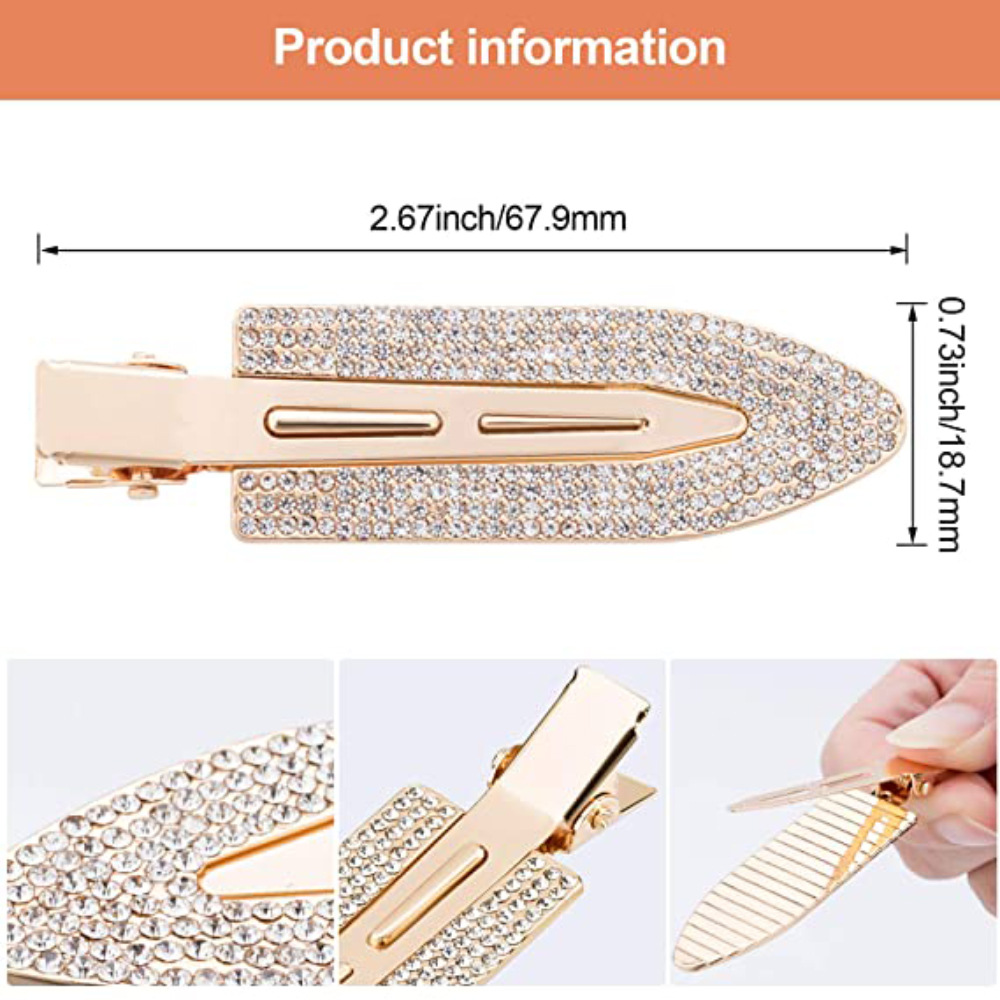 Metal Diamond Seamless Hairpin Female European and American Rhinestone Bangs Duckbill Clip Hairdressing Stylist Positioning Leaf Hairpin