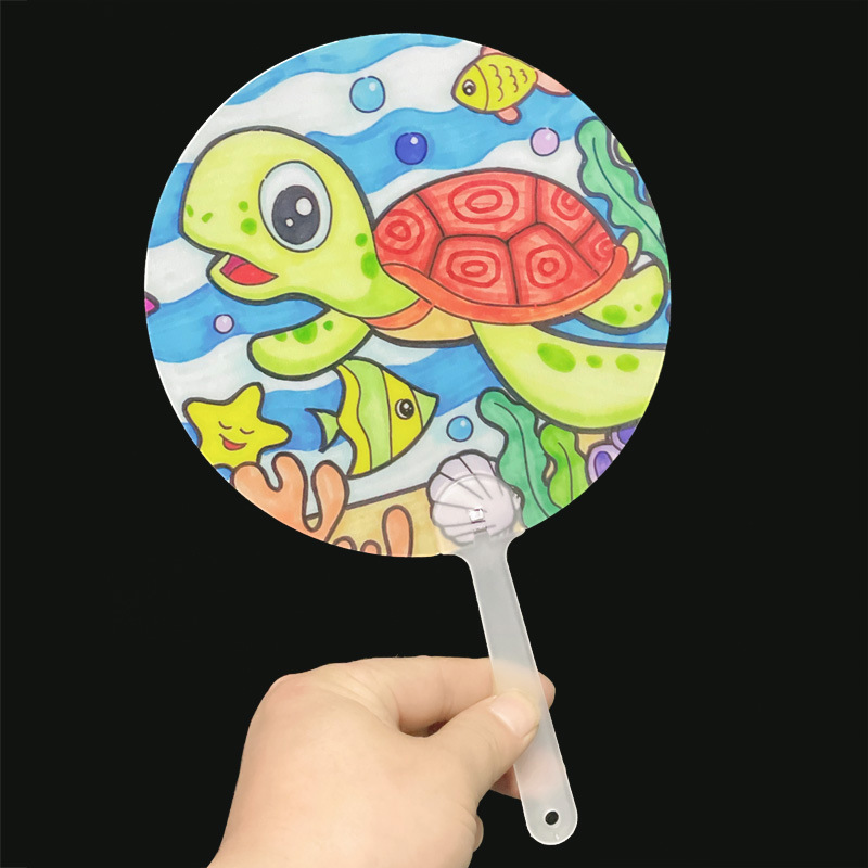Handmade Fan Round Transparent Painting Material Blank Hand-painted Graffiti Kindergarten Creative Art Antique Transparent Fan