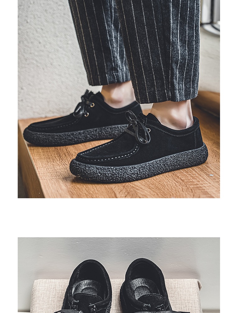 Chaussures de mode pour hommes en cuir poncé, chaussures décontractées à semelles souples, chaussures à enfiler pour hommes_voghion.com