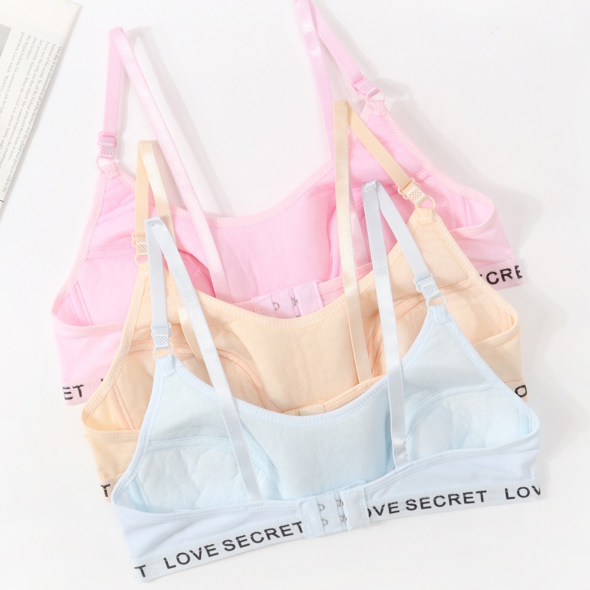 Young Girl's Bra Girls Gather-up Para-breasts Bra Adjustable Cotton Underwear for Junior Senior high school College Students