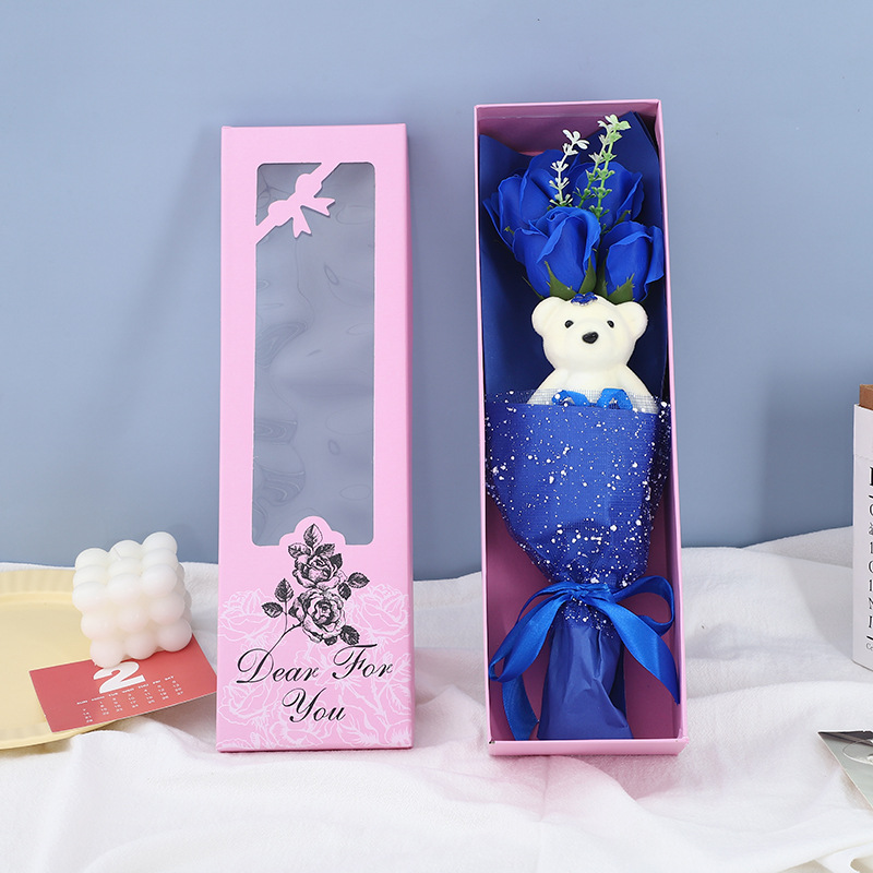 母亲节创意礼品5朵小熊玫瑰香皂花束情人节送男女友老婆生日礼物