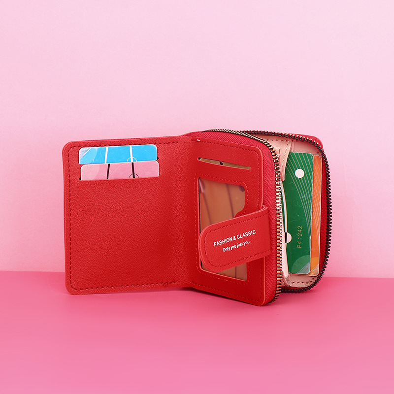 2022 New Women's Wallet Short Zipper Large Capacity Coin Purse All-match Love Color Clutch Card Bag