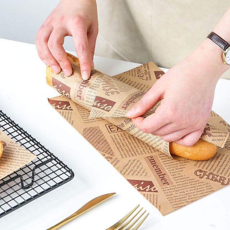Sandwich wrapping paper oil-absorbing American oil-proof paper Hamburger paper tray bread plate pad paper Bento roll can be cut for home
