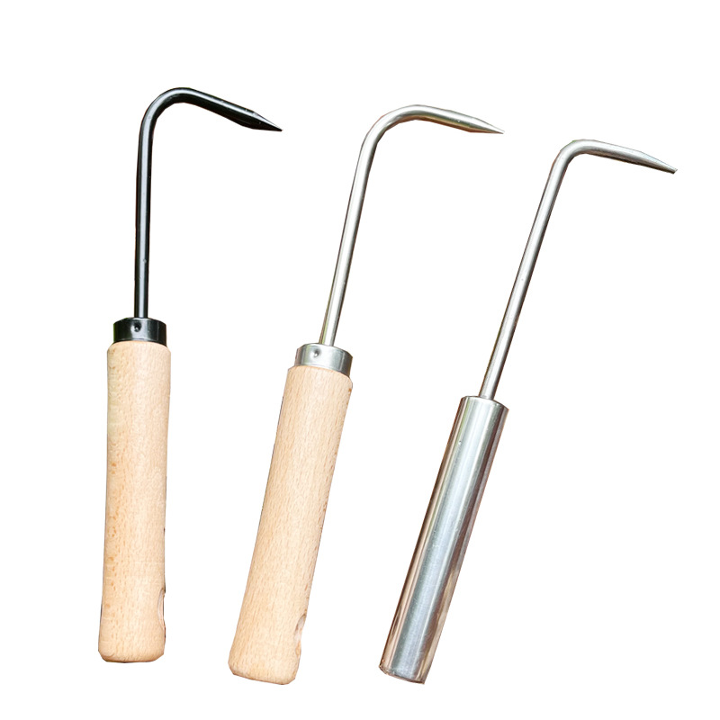 Wooden handle single claw root hook soil loosening tool root hook gardening bonsai conservation tools soil loosening pot gardening tools
