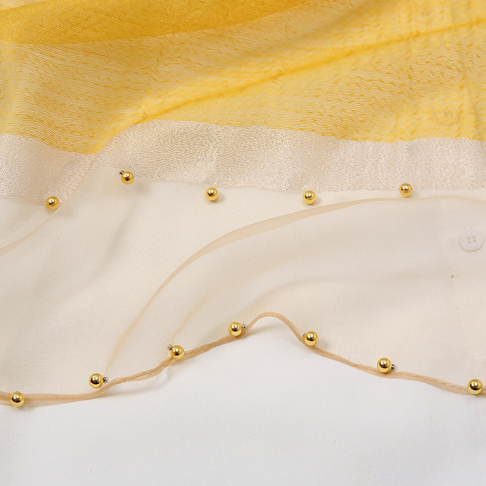 New Beaded Mulberry Silk Scarf Women's Silk Wool Blended Scarf All-match Long Shawl High Quality Shawl Wholesale