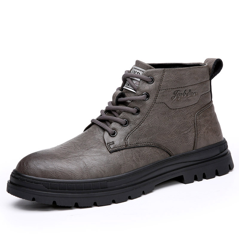 Men's work boots 2023 new autumn and winter thick bottom warm leather boots with cotton British style men's Martin boots fashion