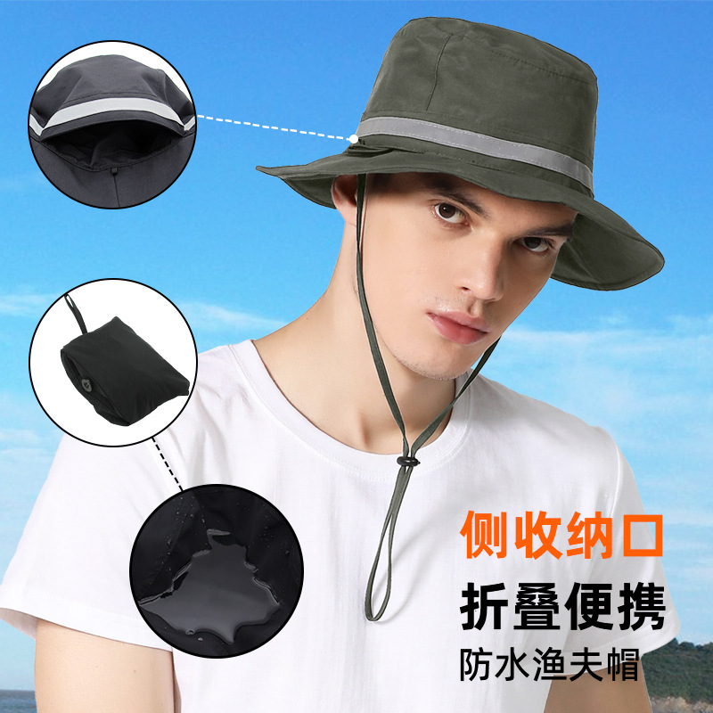 New Hat Men's Quick-drying Sunscreen Fisherman Hat Outdoor Waterproof and Rainproof Integrated Storage Sun Hat Cross-border Spring and Summer