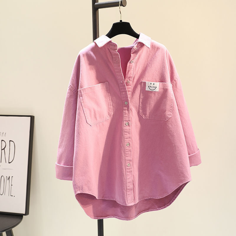 Spot] comfortable long sleeve shirt Women's 2023 Autumn New Korean version of simple retro loose casual top women's coat