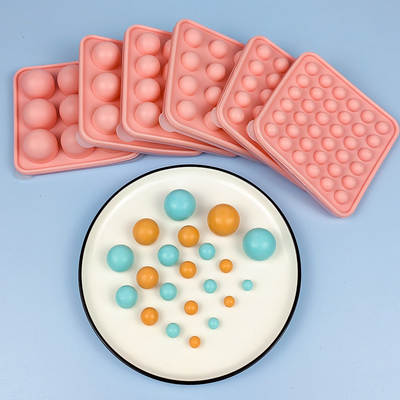 Food Grade Milk Yellow Flowing Heart Stuffing Ball Ice Cube Candy Chocolate Bean Silicone Mold with Cover Silicone Ice Hockey Mold