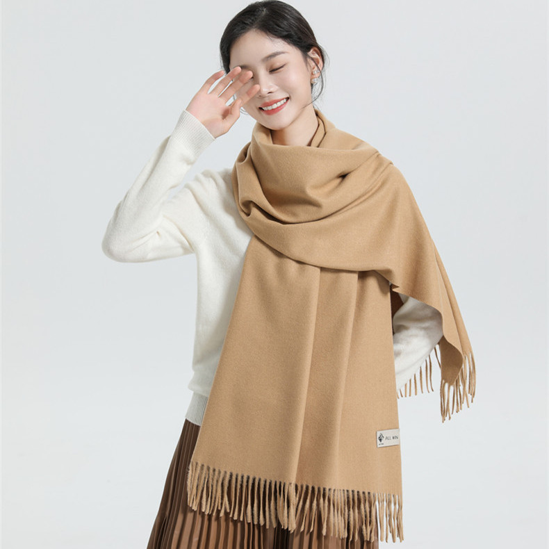 Wool scarf women's autumn and winter warm thickened large shawl women's cashmere scarf men's winter solid color scarf wholesale