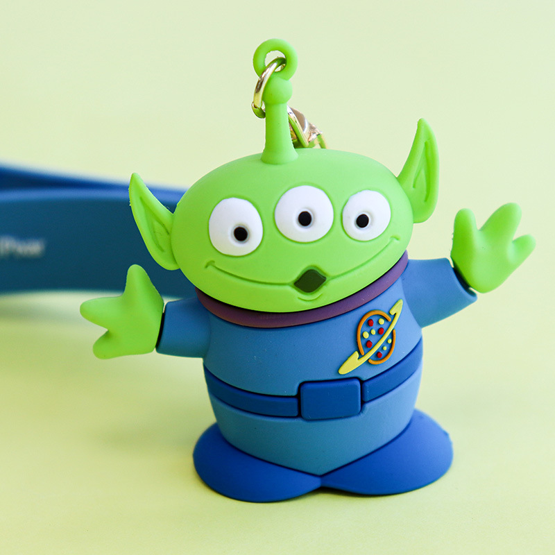 Disney Cartoon Three-eyed Strawberry Bear Stitch Keychain Gift Hanging Cute Doll Keychain Pendant