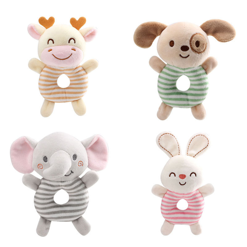 TOLOLO Round Hand-cranked Baby O-Bell Animal Soothing Toy Child Soothing Hand-clasping Doll