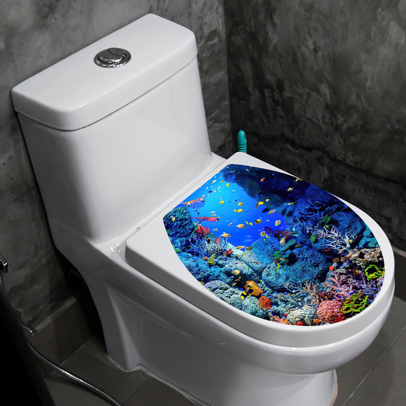 Shangyi Sp-wc011 オーシャンワールド便蓋装飾壁ステッカー自己粘着浴室トイレステッカー海の生き物デザイン|undefined