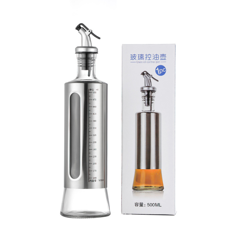 Wholesale kitchen stainless steel scale visual oil pot sauce vinegar fragrant oil pot seasoning bottle seasoning bottle support printing
