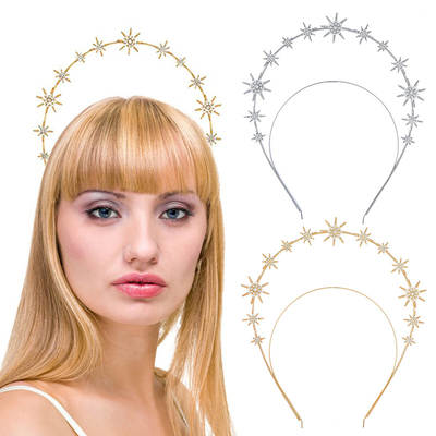 European and American fashion Halo double-layer headband headband Sun star headband Baroque Diamond bride catwalk performance