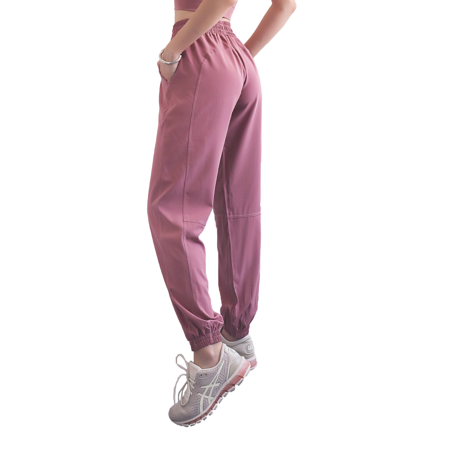 Huan Pan Clothing Loose Breathable High Waist Lightweight Sweat Absorbing Sports Pants Running Cropped Fitness Pants Quick-drying Sun Protection Pants for Women