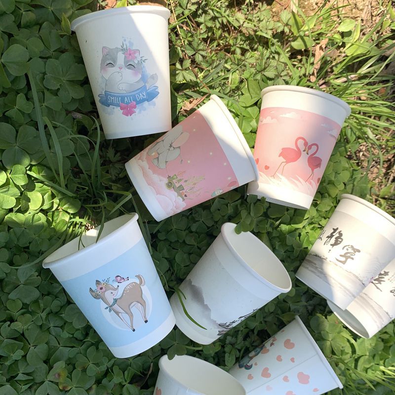 Advertising Paper Cup Printed with LOGO Disposable Cup Thickeneded Household Commercial Water Cup Thickeneded Paper Cup Store Name 250ml