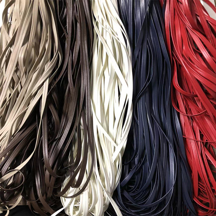 PU leather edging strip leather pressing strip leather rope webbing processing Composite flat leather rope folding edging textile and garment accessories