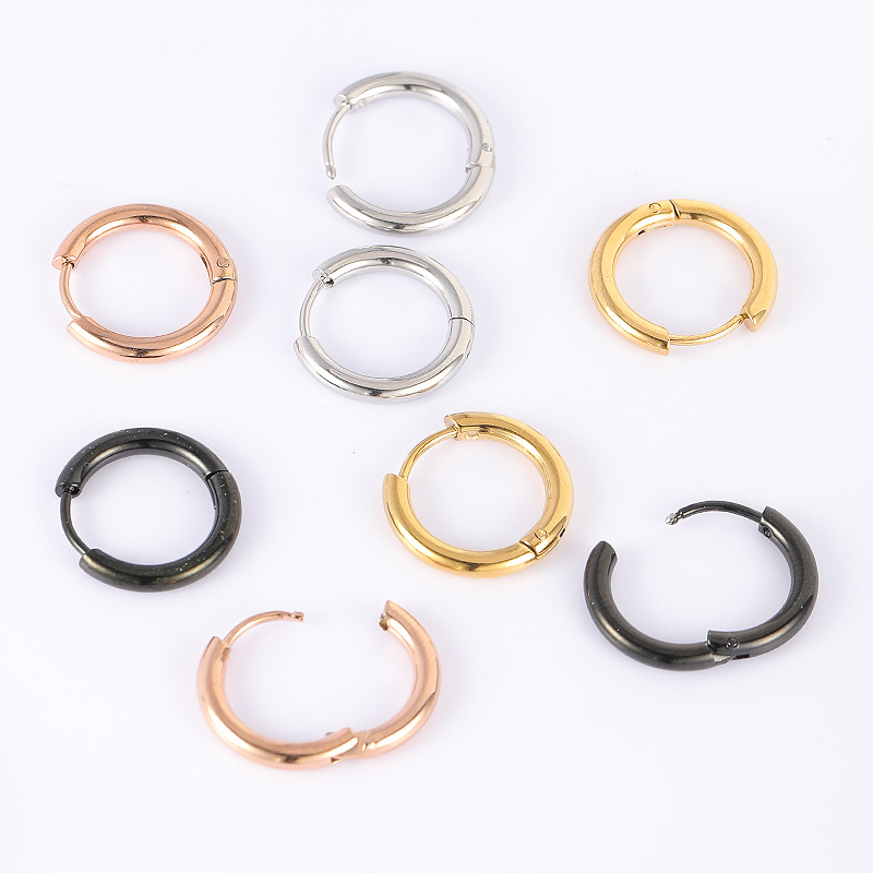 High Quality Hand Throwing 316 Stainless Steel Earrings Titanium Steel Round Wire Earrings Circle Earrings Earrings Earrings Buckle Earrings Women's Tune Rod