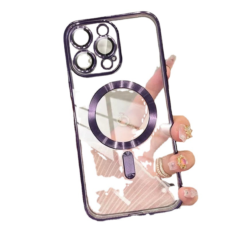 CD Pattern Magnetic Mobile Phone Case Suitable for iPhone16PROMAX Electroplated Apple 14 Transparent 13 Simple XS Protective Case