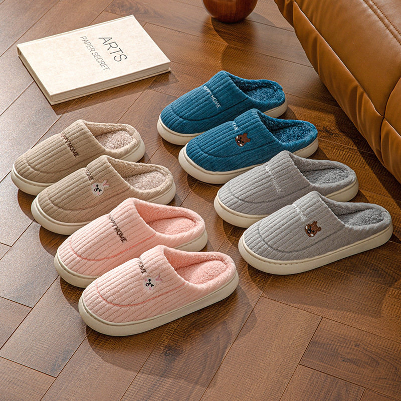 Cotton slippers women's autumn and winter couple's drooping feeling indoor home home non-slip thick bottom plush warm Men's winter