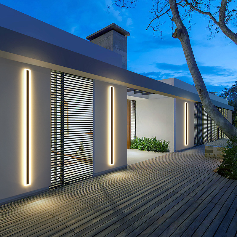 Outdoor outdoor waterproof LED wall lamp minimalist long strip engineering Wall washer lamp background decoration Villa Gate garden lamp