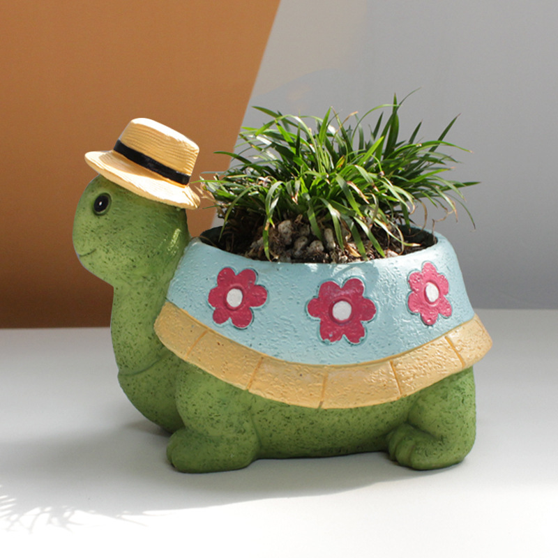 Cartoon succulent flower pot suit combination cute small creative art flower pot home decoration turtle small flower pot decoration