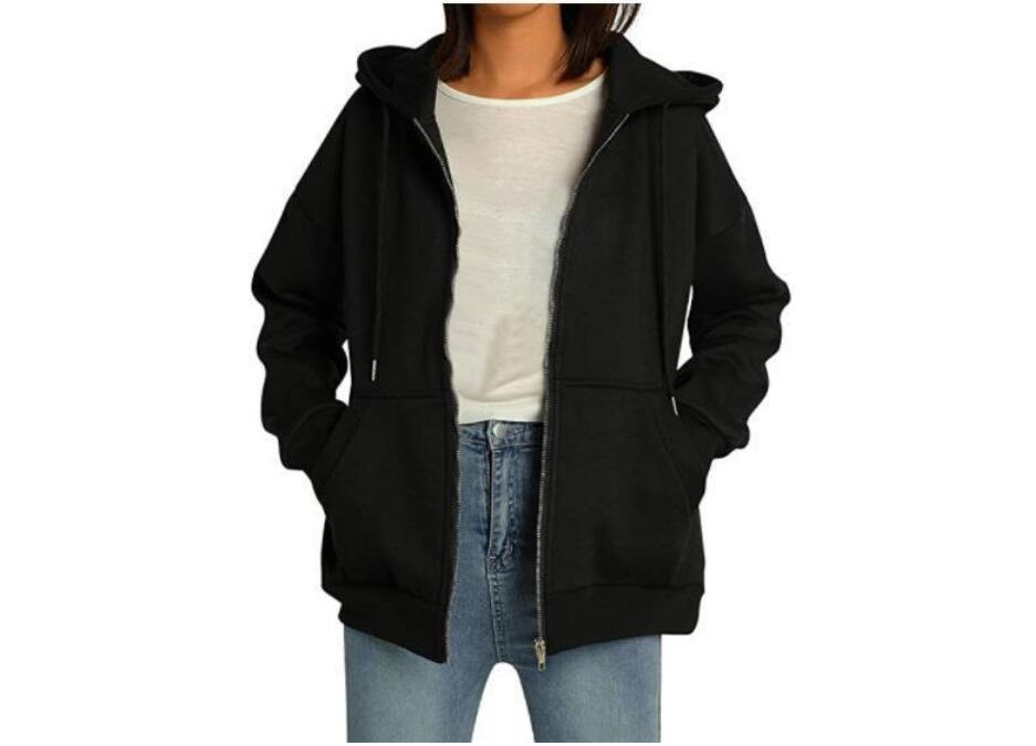 Europe and the United States cross-border 2022 new fashion foreign trade sweater women's thickened hooded casual cardigan zipper wind top women's clothing