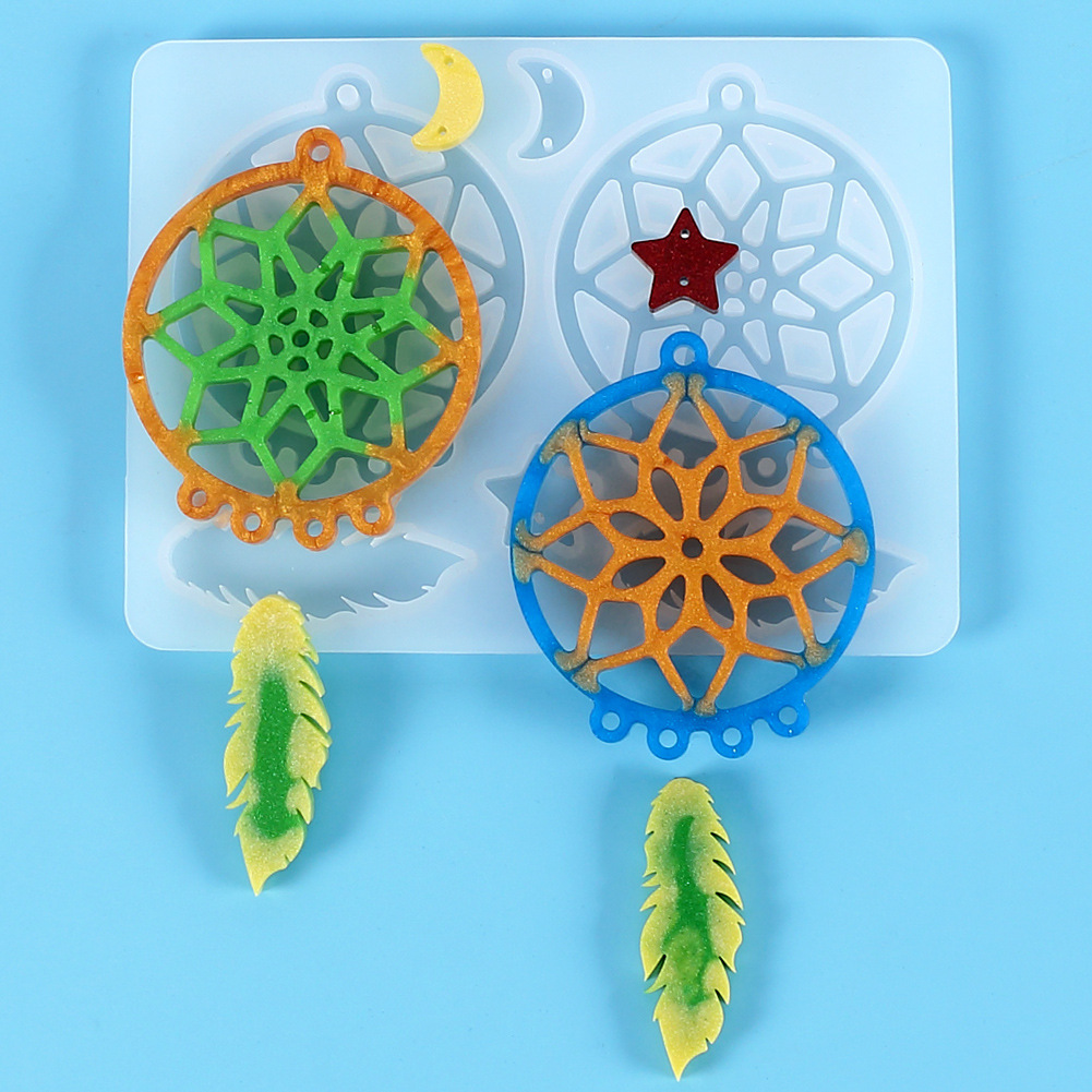 diy Crystal Glue Dropping Resin Mould Dream Catcher Wall Decoration Waist Tag Keychain Mirror Silicone Mould