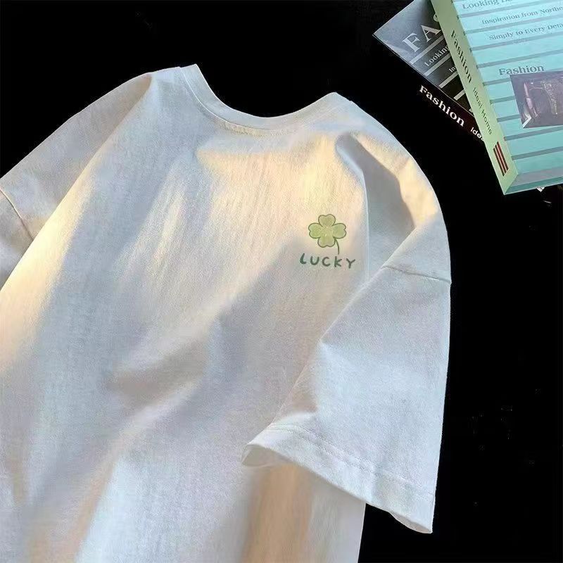 White short sleeve T-shirt summer loose Joker fashion brand Korean ins men and women T-shirt couples half sleeve jacket wholesale