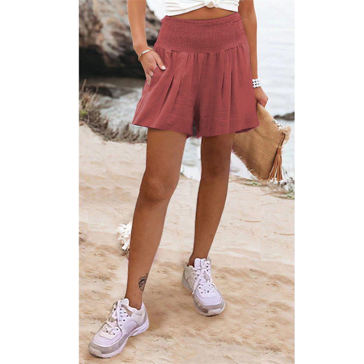 Independent station Amazon European and American hot selling women's clothing 2022 solid color high waist shorts casual pants