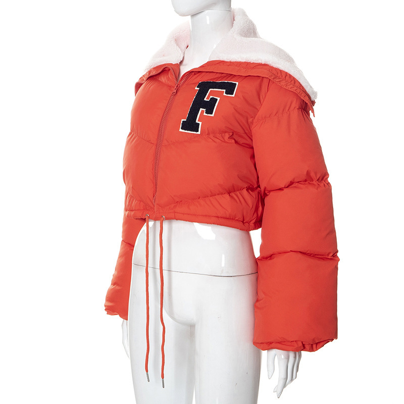 Q22TP392 European and American women's clothing 2022 autumn and winter New Fashion solid color embroidery North American small stand collar casual cot_voghion.com