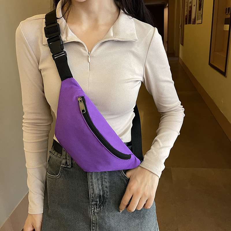 Large Capacity Canvas Waist Bag Men's Casual Sports Chest Bag Outdoor Portable Mobile Phone Bag Cashier Stall Crossbody Bag for Women
