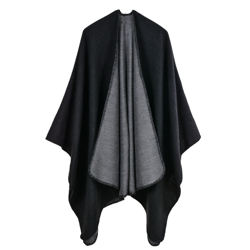 New Yunnan Tourism Ethnic Style Cape All-match Double-sided Solid Color Warm Scarf Women's Cloak Thickened